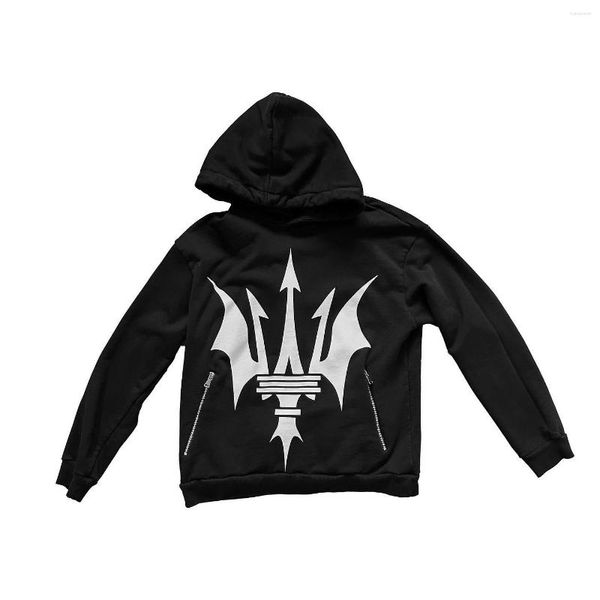 Männer Hoodies Y2K Hohe Qualität Full Zip Hoodie Hip Hop Print Sweatshirt Straße Tragen Harajuku Goth Übergroßen Winter Männer mantel