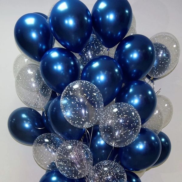 Parti Dekorasyonu 12 PCS Mürekkep Mavi Lateks Balon Set Yıldız Clear Pembe Altın Helyum Balonları Düğün Bebek Duş Doğum Günü Malzemeleri 230920