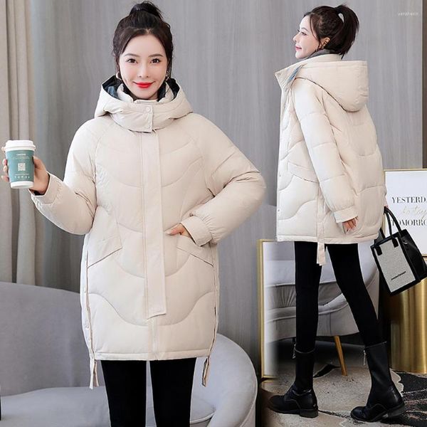 Kadınlar Down Womens Winter Coats Ceketler Sıradan Gevşek Kapşonlu Büyük Boyutlar Kore Gölgeli Pamuk Sıcak Parkas Dış Giyim Kadın