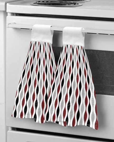 Havlu Geometrik Siyah Kırmızı Gri Ortaçağ Baskı Mutfak El Güçlü Emici Çamaşır Odası Mendil