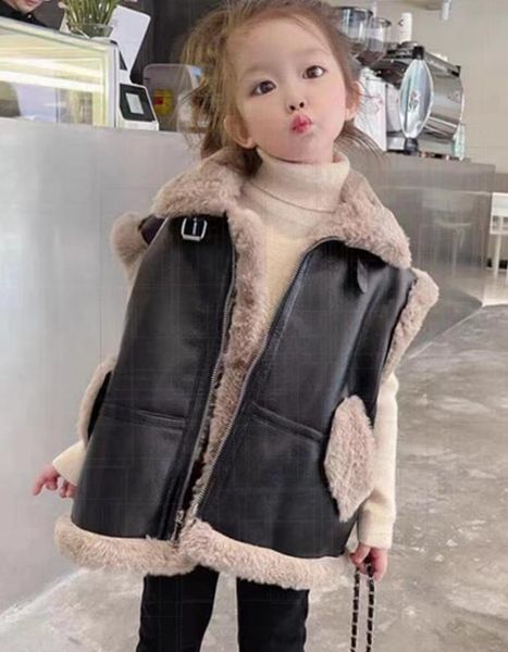 Nuovo inverno bambino capretti outwear gilet top cappotti ragazze PU gilet di pelliccia giacca ragazzi cappotto abbigliamento per bambini caldo giacche spesse vestiti per ragazza capispalla A05