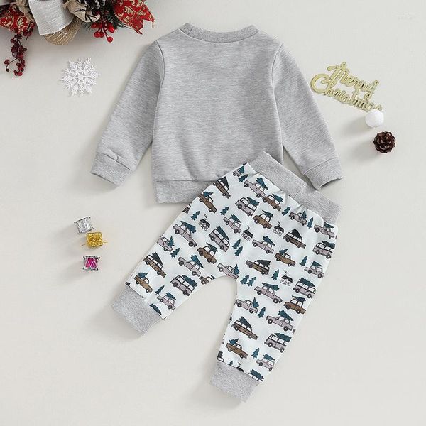 Giyim setleri kız kız çocuk Noel kıyafet mektubu Crewneck Sweatshirt Sıradan Pantolon Santa Xmas Toddler Sonbahar Kış Giysileri