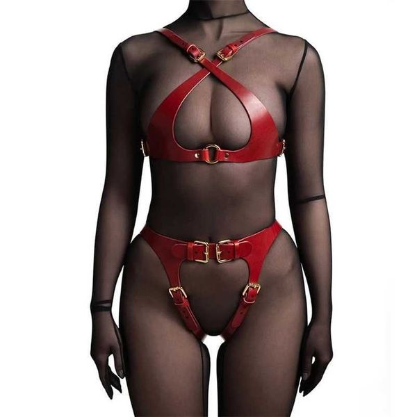 Nxy БДСМ сексуальный кожаный женский комплект, бюстгальтер, нижнее белье, подвязки, узкие чулки с секс-шопом, секс-игрушки