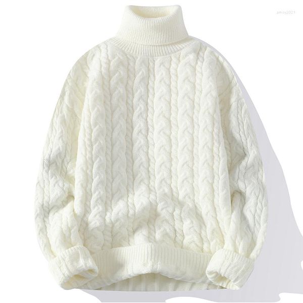 Мужские свитера, белая водолазка с высоким воротником и свитер, винтажные пуловеры для мужчин, теплая одежда, пуловер, зимняя мода