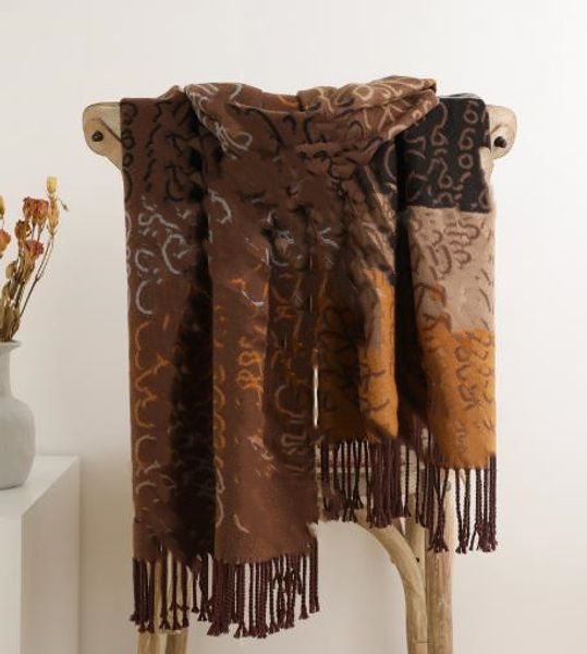 Высококачественные жаккардовые зимние толстые женские двусторонние шарфы из искусственного кашемира в британском стиле из пряжи, оптовая продажа