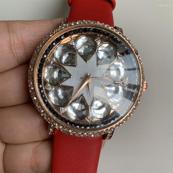 Armbanduhren Ausverkauf Übertrieben Riesige Wassertropfen Kristalle Uhren Frauen Atemberaubende Ungewöhnliche Große Mode Kleid Armbanduhr Leder