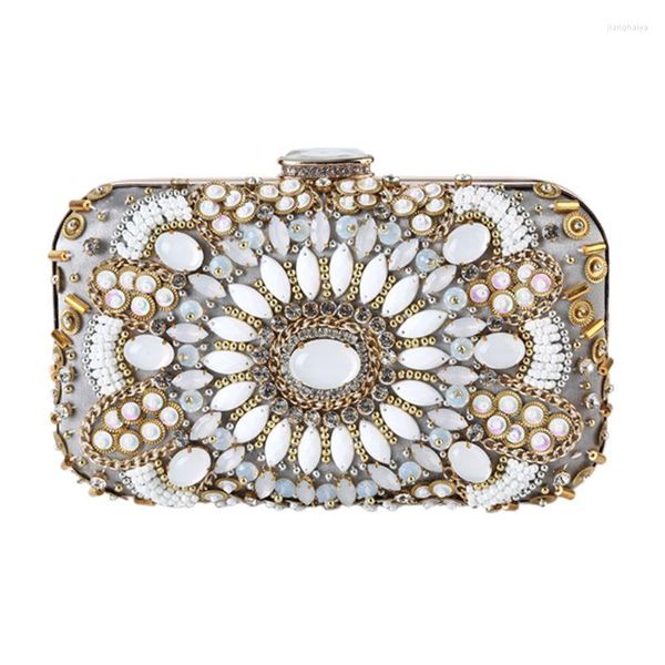 Schultaschen Damen Vintage Abend Umhängetasche Braut Clutch Party Prom Hochzeit Perlen Handb