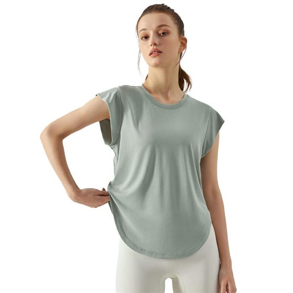 LUU Abbigliamento donna Top Tees T-shirt Tuta da donna Orlo circolare Yoga Fitness Corsa all'aperto Allentato Morbido e confortevole Ligh229c