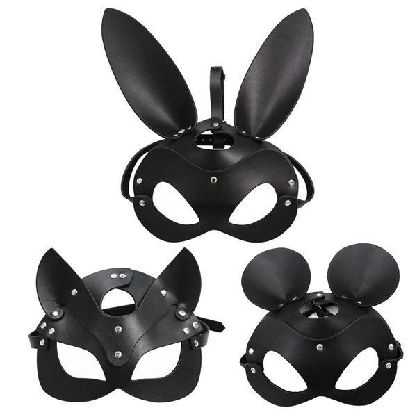 Kostümzubehör Neue Sexy Erwachsene PU-Ledermaske 3 Stile Cosplay Kostüm Tanzmaske Partyspiel Punk Mode Gesichtsmaske Fuchs Performance Maske