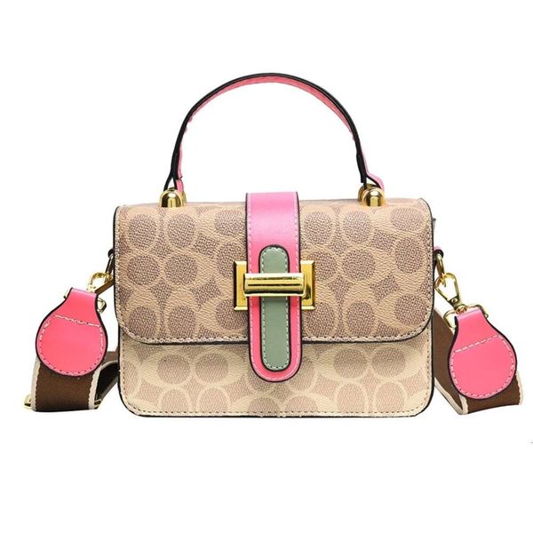 Bolsa feminina 2023 nova tendência moda impressão pequena bolsa quadrada versátil cor contraste portátil crossbody bolsa de ombro das senhoras