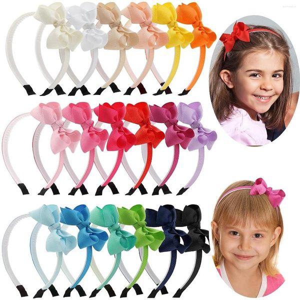 Accessori per capelli 6 fasce per capelli in plastica da 7,6 cm per ragazze, fiocchi in tessuto twill, cerchi per bambini