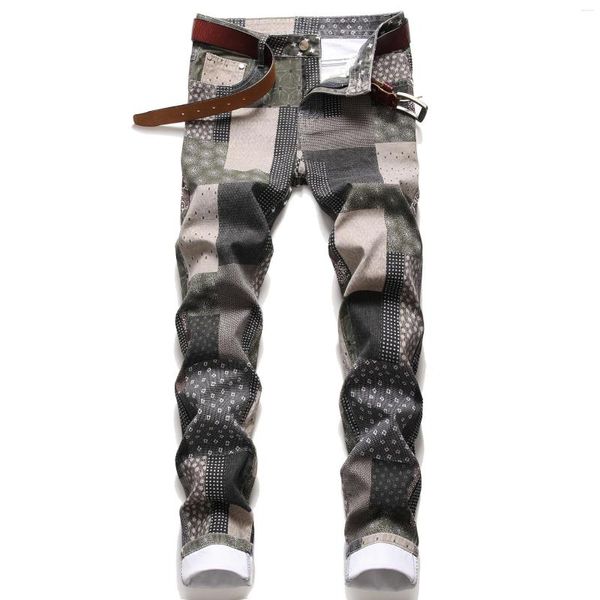 Calças de brim masculinas moda homens magro estiramento de alta qualidade streetwear cowboy calças para masculino casual y2k estética elegante calças sem cinto