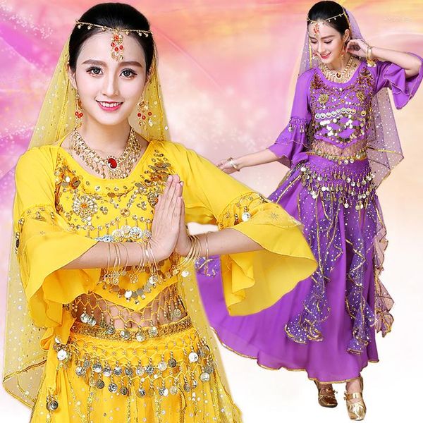 Stage Wear Dance Roupas Feminino Oriental Performance Set para Mulheres Bollywood Belly Costume Outfit 6 Cor