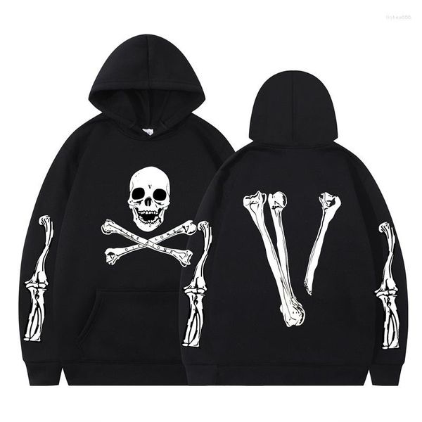 Hoodies masculinos de manga comprida casual estilo punk moletom com capuz feminino crânio topo gótico preto profundo solto ulzzang moda casal moletom