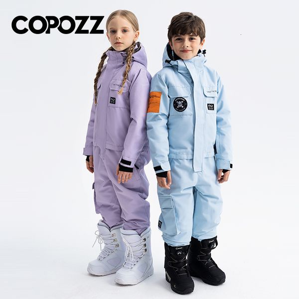 Лыжные костюмы COPOZZ, зимний лыжный костюм для детей, мальчиков, детские водонепроницаемые теплые комбинезоны, ветрозащитный комбинезон для девочек, сноубордический комбинезон 230920