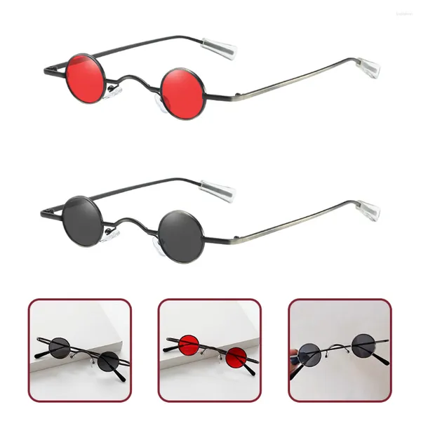 Солнцезащитные очки 2 шт. в стиле панк SunWoRound для мужчин, хиппи EyeWoRound, круглые модные красные линзы, круглые женские очки