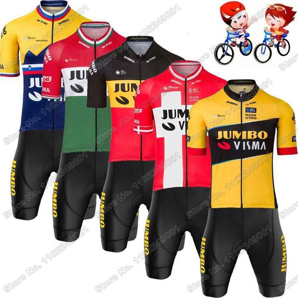 Maglia da ciclismo Set Maglia da ciclismo per bambini Jumbo Visma Set Ragazzi Ragazze Abbigliamento da ciclismo Belgio Slovenia Danimarca Ungheria Tuta da bici da strada per bambini 230919