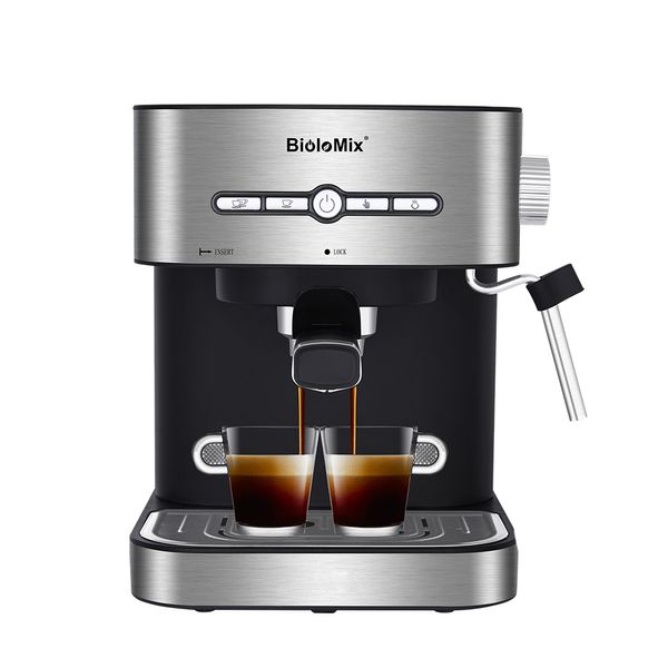 BioloMix 20 Bar 1050 W Halbautomatische Espressomaschine Kaffeemaschine mit Milchaufschäumer Cafetera Cappuccino Heißwasserdampf