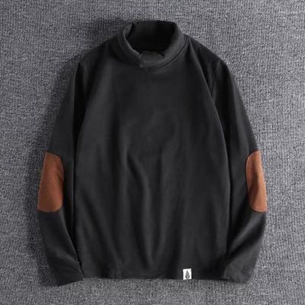 Männer Hoodies Marke Pullover Luxus Volle Hülse T Shirts Herbst Winter Mode Patchwork Hohe Kragen Top Tees Koreanische Casual männer Kleidung