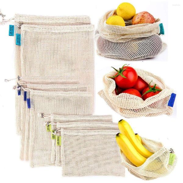 Einkaufstaschen Großhandel hochwertige faltbare String-Baumwoll-Netztasche umweltfreundliche Mesh-Tasche