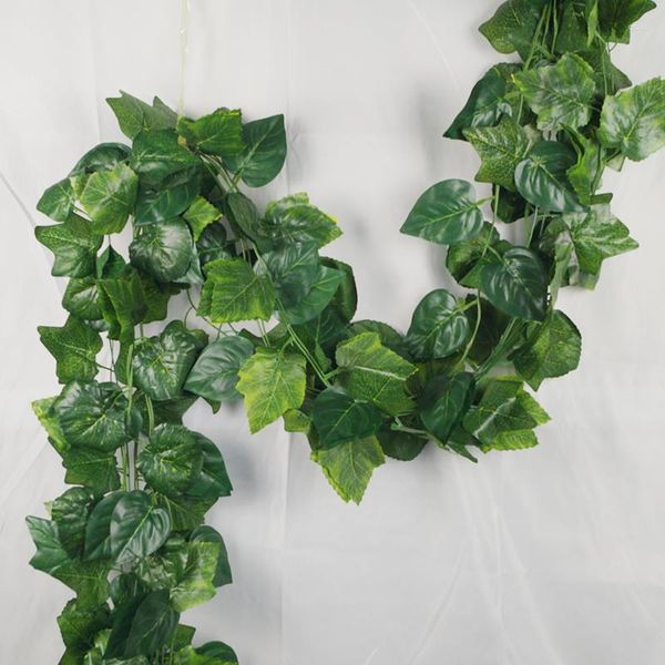 Fiori decorativi 2 pezzi di vite artificiale foglie finte piante rampicanti uva verde rattan casa decorazione del giardino della festa nuziale