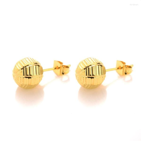 Brincos de pino 18K ouro amarelo cheio de bola sólida com contas de piercing de cartilagem / brinco de pinos