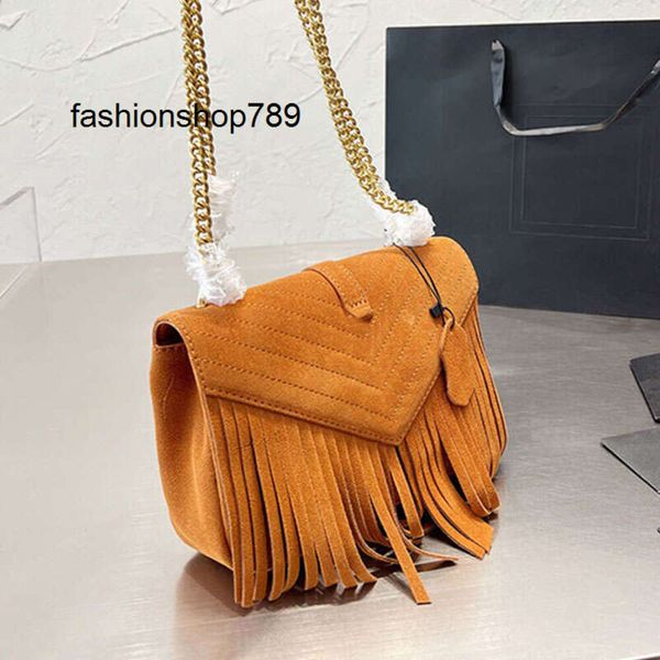 Sacos de noite Sacos de ombro Moda Cross Body Bolsa Mulheres Bolsa Grosso Gilded Chain Bar Metal Hardware Carta Flap Hasp Tassel Carteira Slot Bolso JFQ4