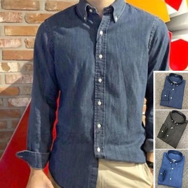 Camicie casual da uomo Autunno Uomo 100cotton Denim Jeans in coccodrillo Camisa Masculina Manica lunga Social Hombre Chemises Homme Stre329c