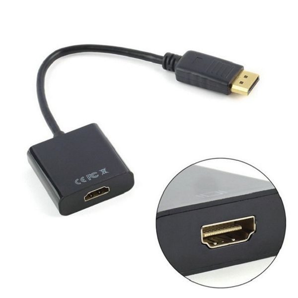 DisplayPort para HDMI e porta de exibição DP banhada a ouro para adaptador HDMI (macho para fêmea) compatível com Lenovo Dell HP e outras marcas