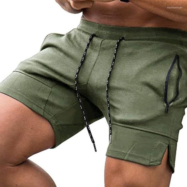 Shorts masculinos 2023 esportes homens beaching zip bolso calças musculação sweatpants fitness jogger correndo ginásios