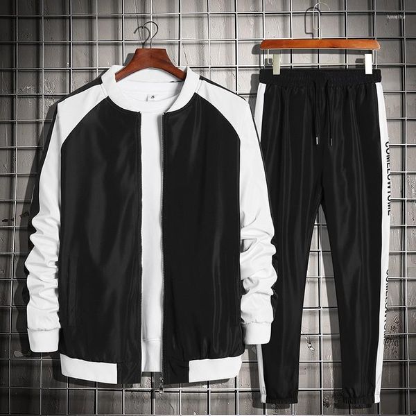 Jaquetas masculinas marca conjuntos de treino casual 2 peça conjunto 2023 primavera outono jaqueta calças moda esportes terno streetwear hip hop