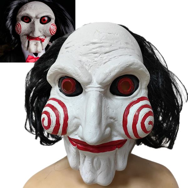 Acessórios de fantasia Saw X Motosserra Máscara Sangrenta Horrível Cosplay Máscaras de Látex Assustador Jigsaw Killer Adulto Unissex Halloween Party Prop Acessórios