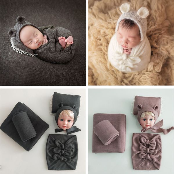 Keepsakes Born Baby Pografie-Kostüme, Kleidungssets, Schleife, Wraps, Bärenhut, 4–5 Stück, Po-Sets, Stoffhintergründe, große Größe, Decke, Kissen, 230920