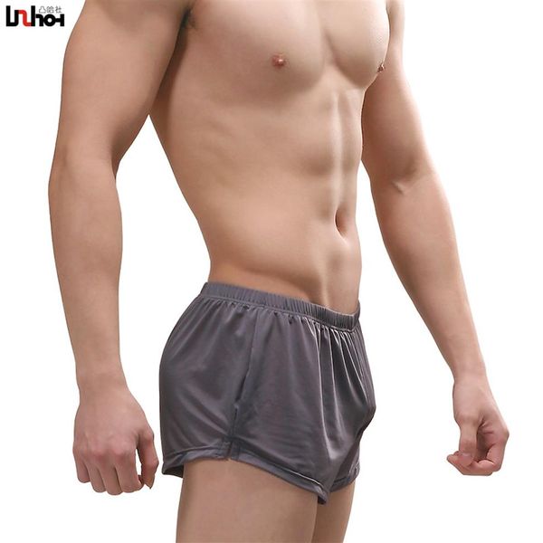 Boxer casual da uomo Pantaloncini Tronco di alta qualità Traspirante Mutandine di seta del ghiaccio Mutande Sexy Custodia per pene maschile Biancheria intima Plus Size XXL304E