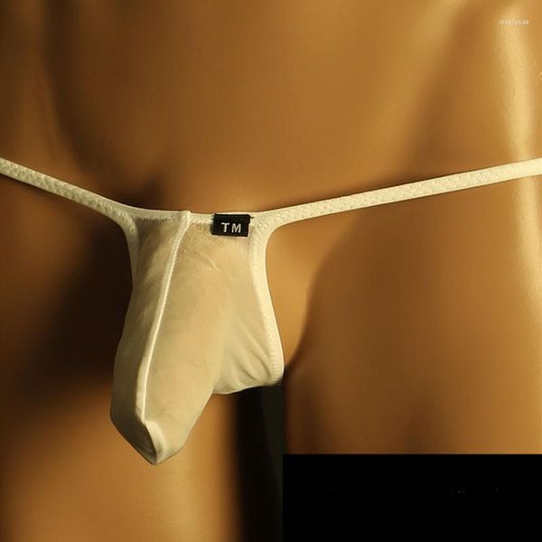 Cuecas respirável homens calcinha elástica grande bolsa de pau sexy suave gelo seda fantasia briefs roupa interior