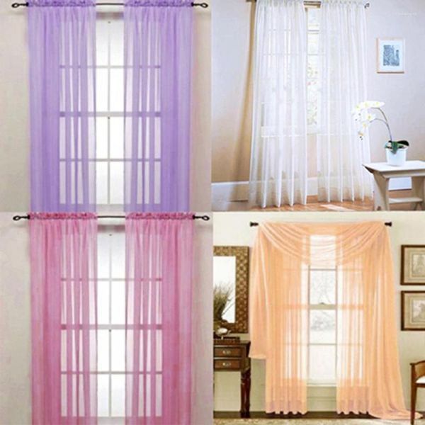 Cortina crianças tule cortinas sala de estar fio vidro sheer janela valance painel cor pura quarto casa decoração casamento