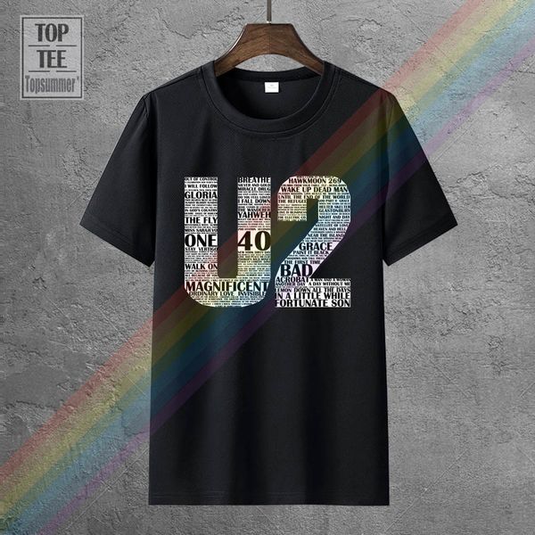 Homens camisetas U2 Irish Rock Band Título Mens Preto Camiseta S para 3XL 230920