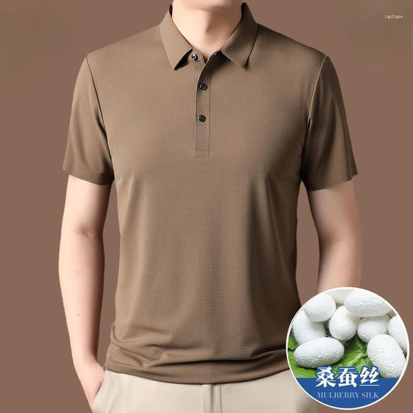 Männer T Shirts Mulberry Seide Kurzarm T-shirt Für 2023 Echt Sommer Dünne Mode Lässig Polo-Shirt Camisetas De hombre