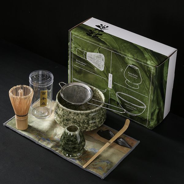 Xícaras de chá 4-7pcs / set Handmade Home Easy Clean Matcha Tea Set Tool Stand Kit Bowl Whisk Scoop Gift Ceremony Tradicional Japonês Accessorie 230919