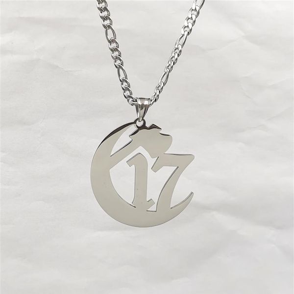 ICP Grande Capítulo 17 Ouija Macc Juggalo Pingente Encantos Aço Inoxidável NK Curb Chain Colar 4mm 18-32 Polegada Silver219k