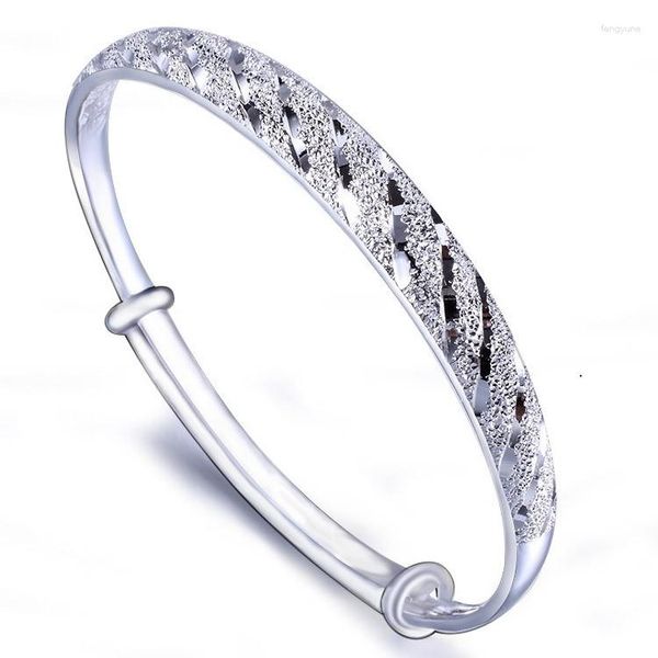 Bangle S999 Sterling Silver Meteor Shower Pulseira Tamanho é ajustável Moda J