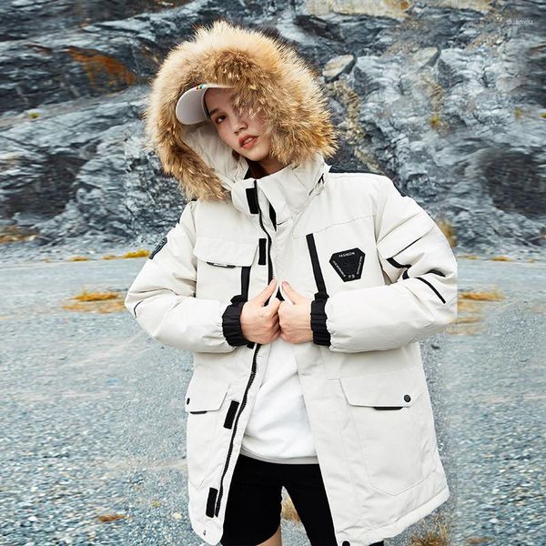 Frauen Daunen -30 Grad Winter Damen Parka Big Echtpelz Kragen Warme Mantel Lässig Dicke Wasserdichte Jacke Chic Weibliche