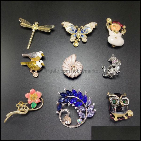 Schmuckfassungen Großhandel Perlenbrosche Fassung Gold für Frauen Strass Modeaccessoires Diy Pins Weihnachtsgeschenk 14 Tropfen Dhgarden Otxlw