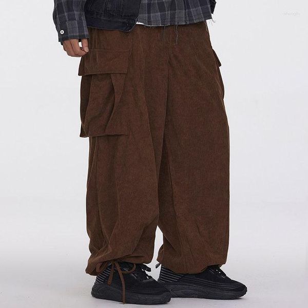 Männer Hosen Frühling Casual Oversize Cord Fracht Männer Streetwear Solide Harajuku Lose Gerade Hosen Breite bein Baggy Für Mann