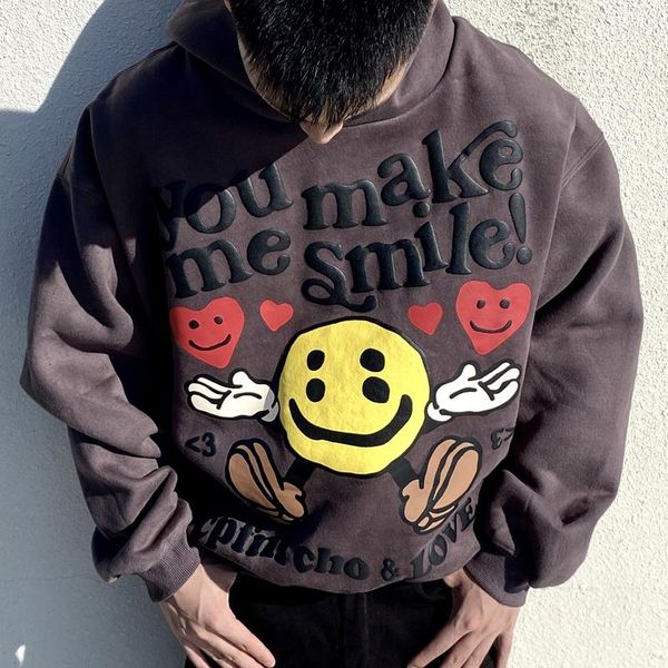 Erkek Hoodies American High Street CPFM Vintage Yıkama Eski Kaliteli Köpük Baskı Kapşonlu Sweatshirtler Gevşek Artı Polar Dağlık