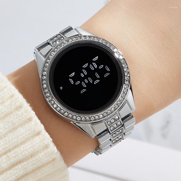 Armbanduhren Sportuhr Frauen Digital Led Mode Luxus Edelstahl Runde Armbanduhr Elektronische Damenuhren Dame Uhr Reloj Hombre