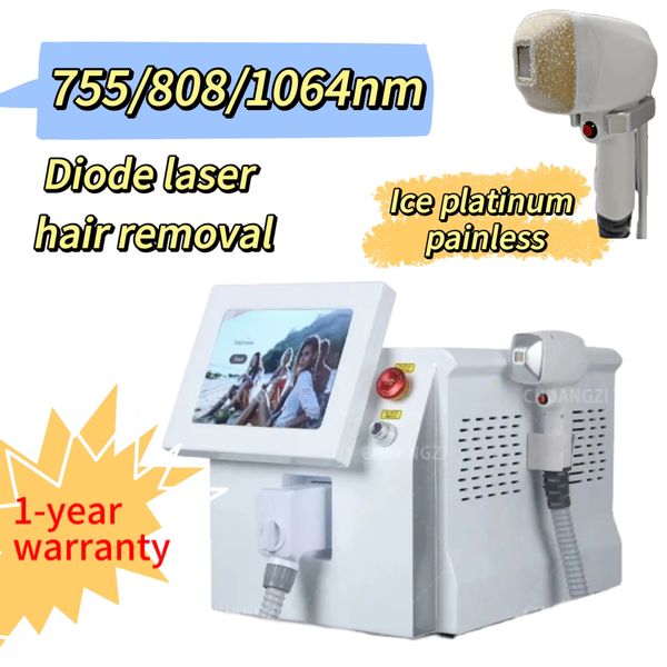O cabelo do laser do diodo remove a máquina indolor da remoção do cabelo da platina do gelo 3 comprimento de onda 755/808/ 1064 para uso doméstico e vendas quentes do salão de beleza