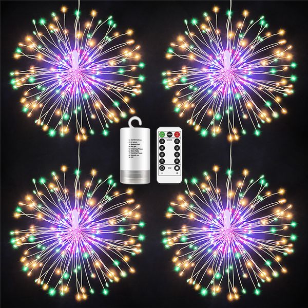 Weihnachtsdekorationen, Weihnachts-LED-Hänge-Starburst-Lichterkette, 100–200 LEDs, Feuerwerk, Feengirlande, Weihnachtsbeleuchtung im Freien für Party, Heimdekoration, 230920