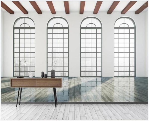 Tapeten Benutzerdefinierte Wandgemälde 3D-Tapeten Moderne minimalistische erweiterte Raumfensterreflexion Wohnkultur PO-Tapete im Wohnzimmer