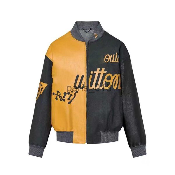 Giacche da uomo 2023 Giacche da baseball per uomo e donna Primavera Estate Highstreet Outwear Geniune Leather Varsity Giacca in pelle a contrasto di colore x0920